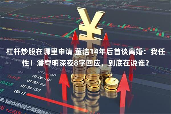 杠杆炒股在哪里申请 董洁14年后首谈离婚：我任性！潘粤明深夜8字回应，到底在说谁？